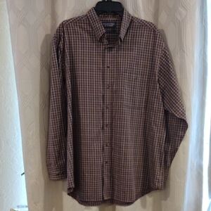 Roundtree & Yorke Men's Plaid Shirt - Brown and White